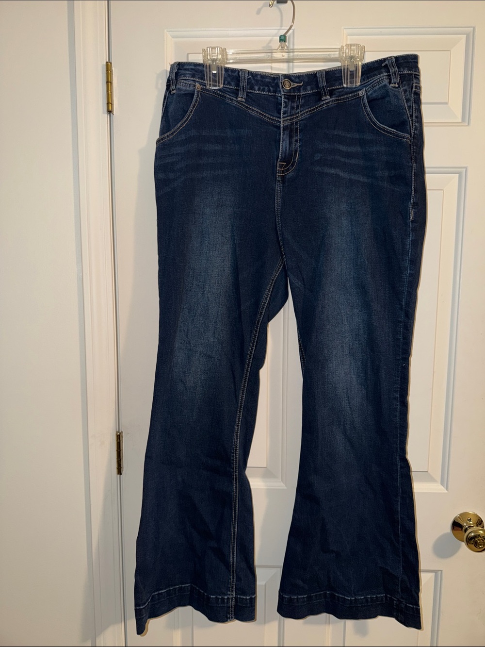 Dark Indigo High Waisted Trouser Women's Jeans - Flared Hem